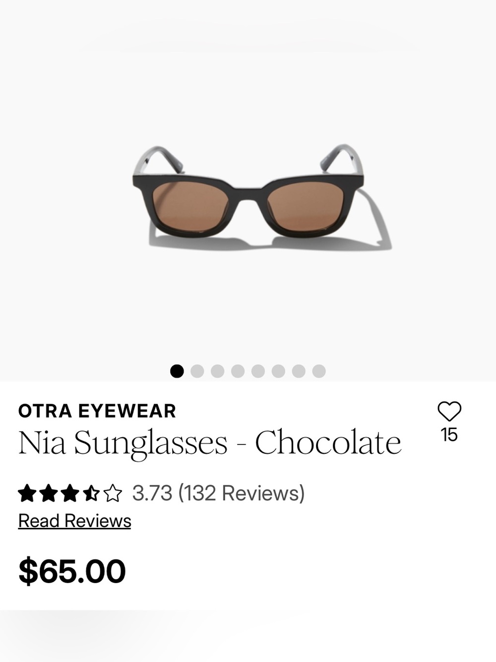 NWT Otra Eyewear Nia Women’s Chocolate Brown Sunglasses